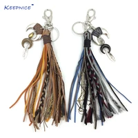 new fashion car key chains lanyards keys ring key finders feather keychains leather tassel pendant bag rings bag chain