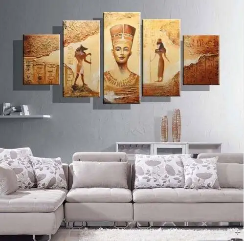 

Hand Painted Modern Wall Home Decor Canvas Oil Painting Ancient Egyptian Sculpture Abstract Oil Paintings 5pcs/92330