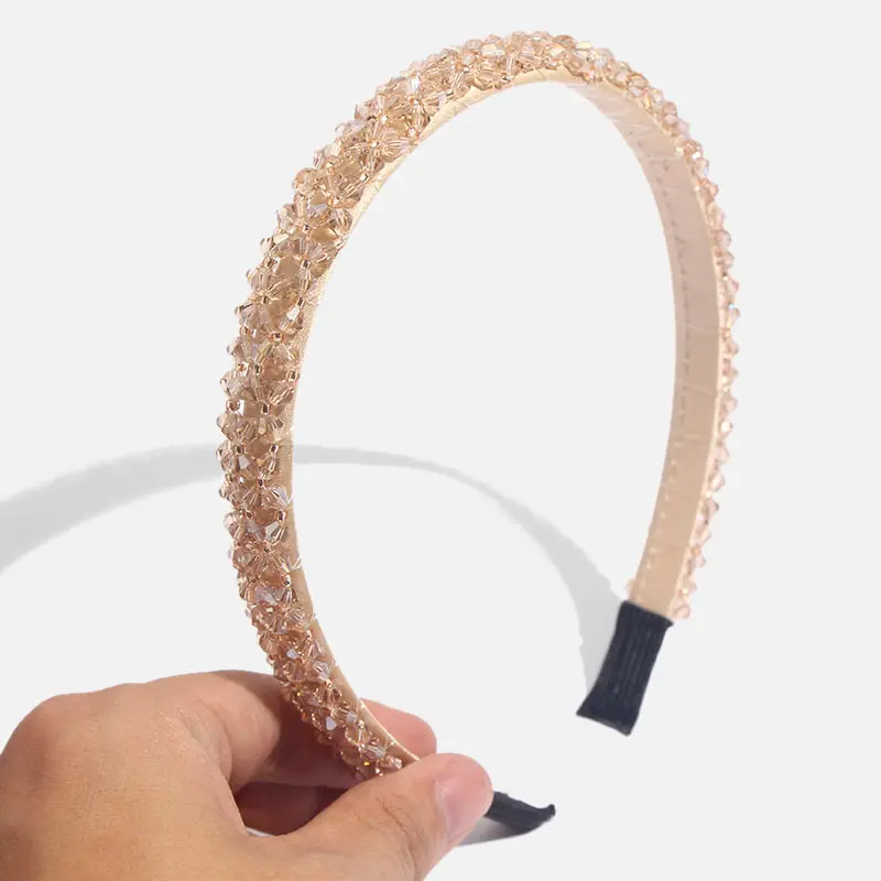 Flatfoosie Crystal Beaded Hair Band Fashion Headwear Girl Women Handmade Hair Accessories Headwear Party Wedding Headbands