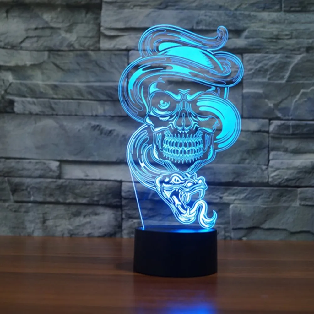 7 цветов Изменение Настольная лампа форма призрака Touch 3D светодио дный
