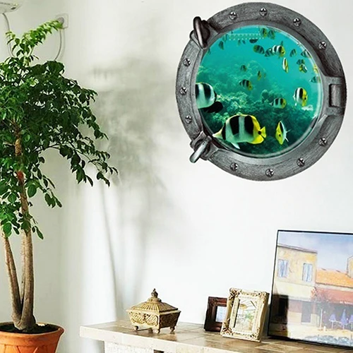 3D подводная лодка искусство морские рыбы комнаты настенный Декор Съемный DIY