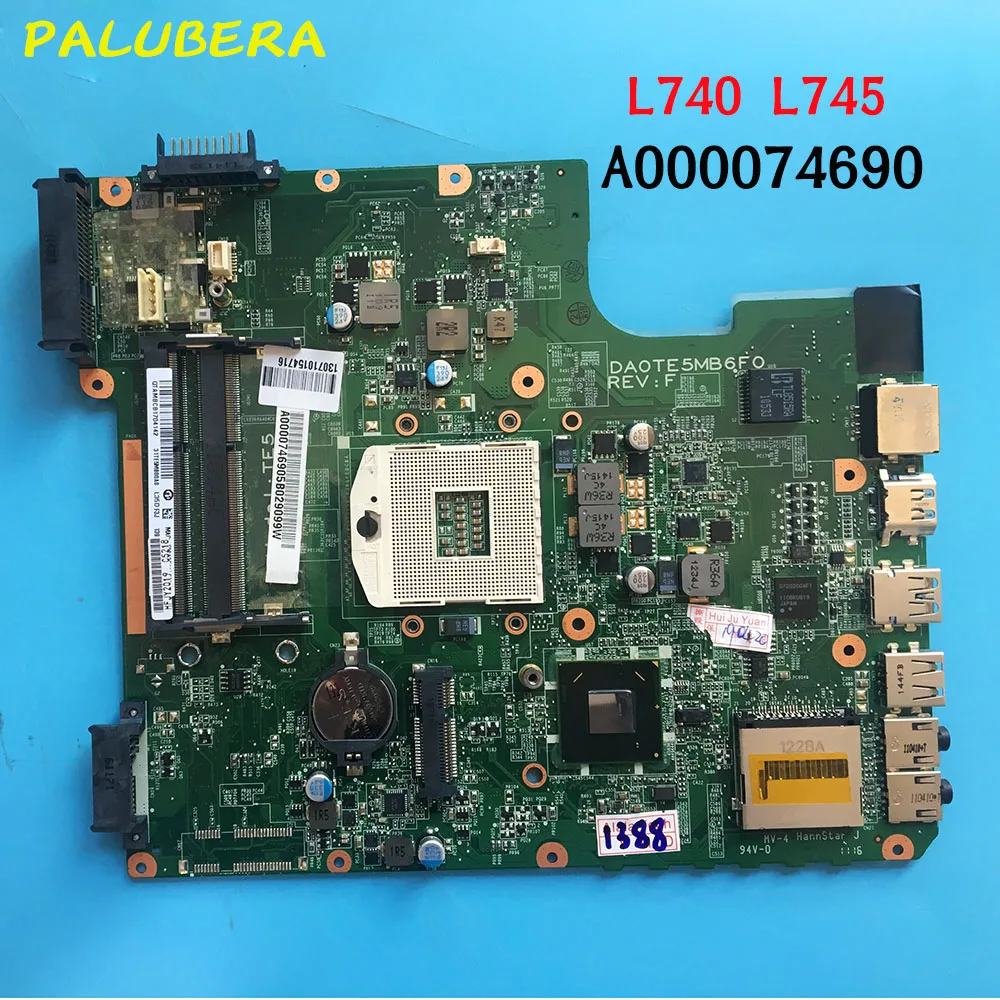 PALUBEIRA материнская плата для ноутбука Toshiba Satellite L745 L740 материнская плата A000074690 DA0TE5MB6F0 HM65 Протестировано