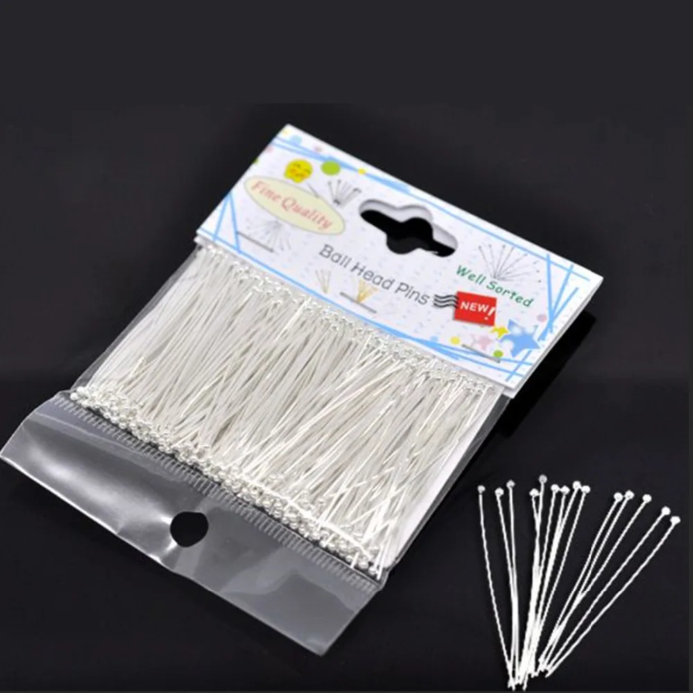 

DoreenBeads Retail 1 pack(300PCs)Well Sorted Silver color Ball Head Pins 45x0.7mm(21 gauge)