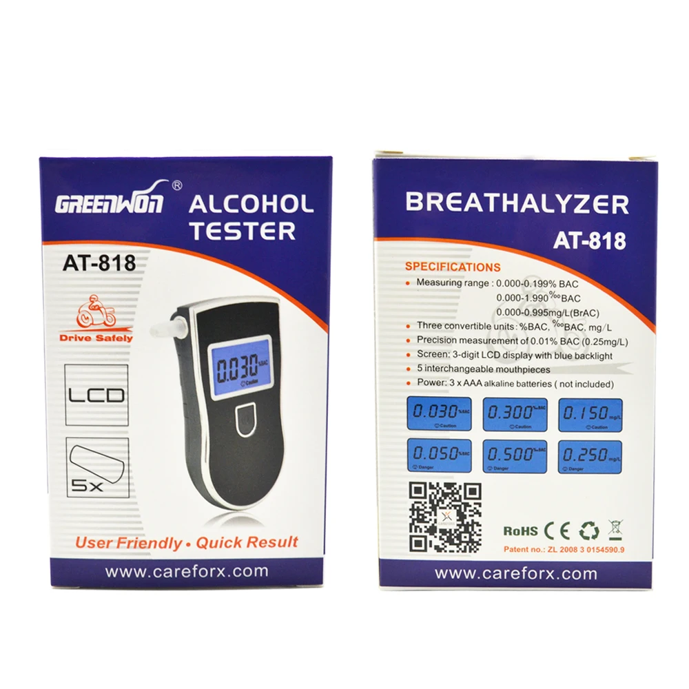 

2019 Patent Prefessional Police Digital Breath Alcohol Tester Breathalyzer & Mouthpieces with russian User manual