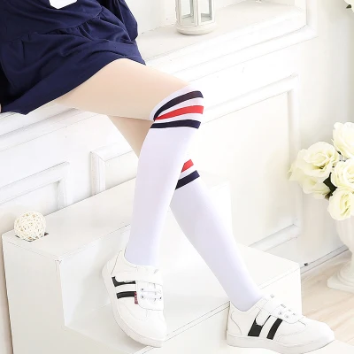 Red Stripe Колготки детские для девочек Hello Kitty с милым рисунком на коленках - Цвет: Red Stripe