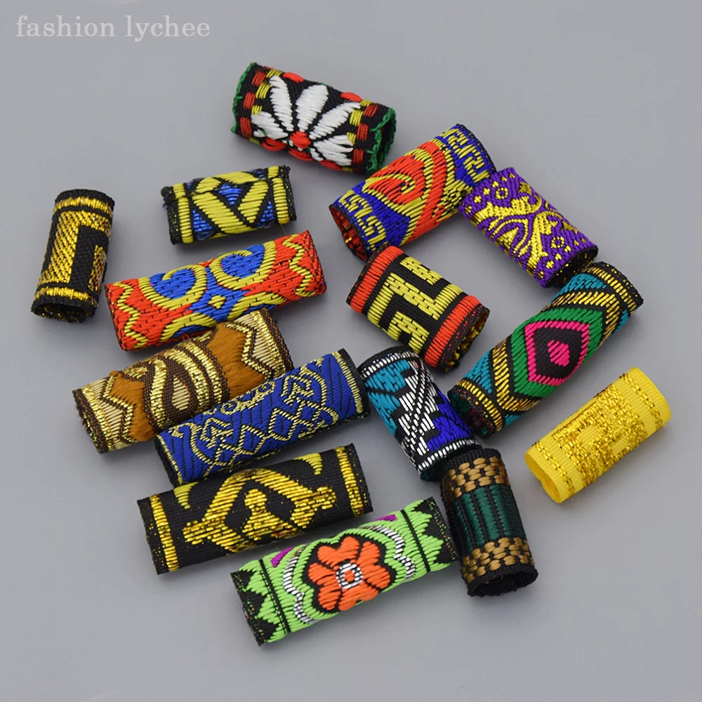 

fashion lychee 15pcs Mix Fabric Dread Dreadlock Beads Clips Cuff For Hair Braid Beads Tube Random Style Hair Accessories