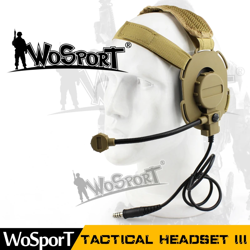 

WOSPORT Tactical Headset III Z Tactical Bowman Elite II Mic Radio Boom Use with PTT for Walkie Talkie Helmet Communication
