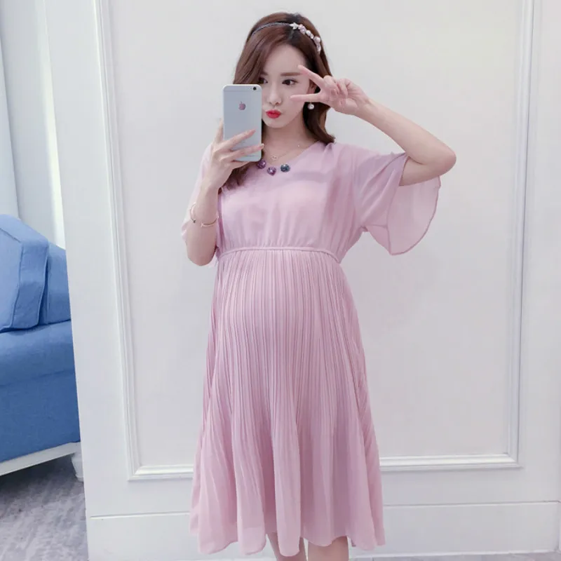 Платья для беременных платье элегантная летняя одежда V Lead Плиссированное