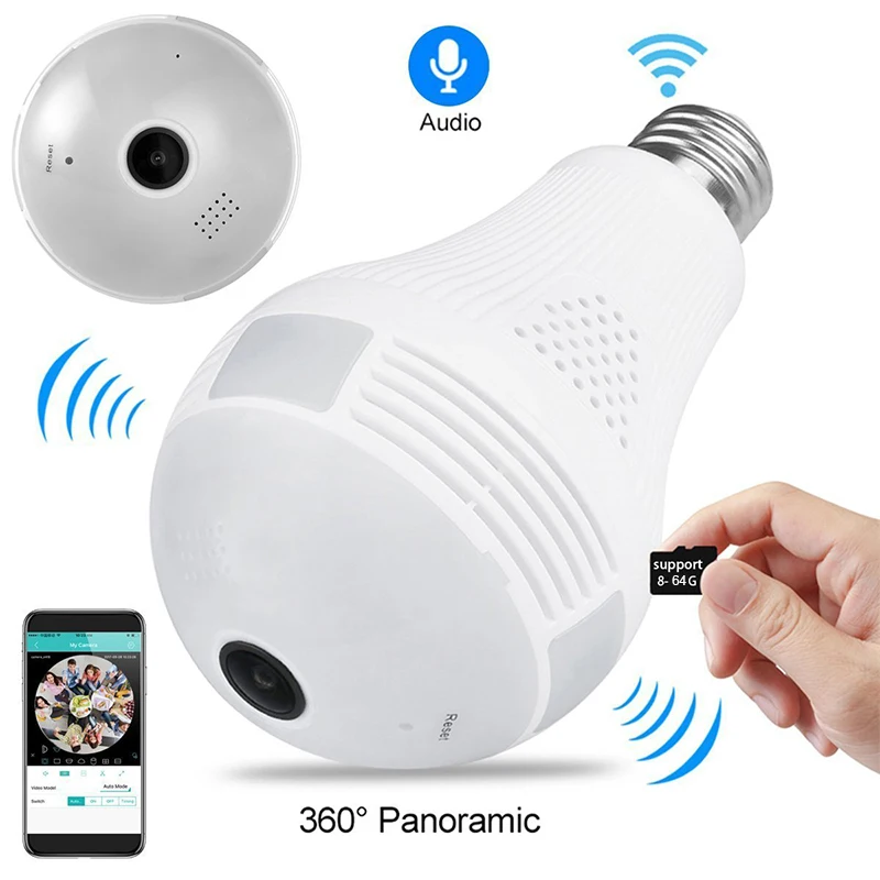 360 светодио дный градусов умная светодиодная камера домашней безопасности WiFi s