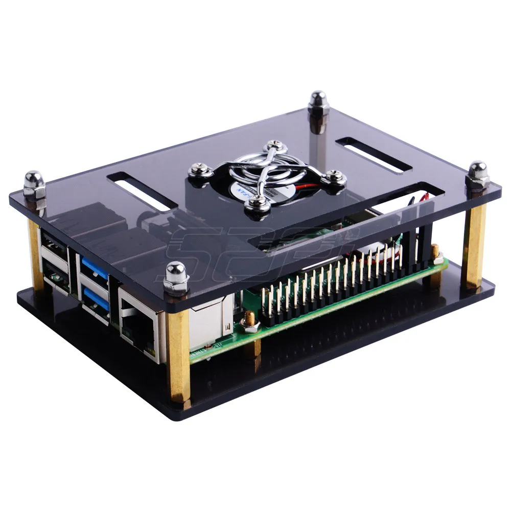 52Pi темно коричневый/прозрачный акриловый чехол для Raspberry Pi 4 Модель B с