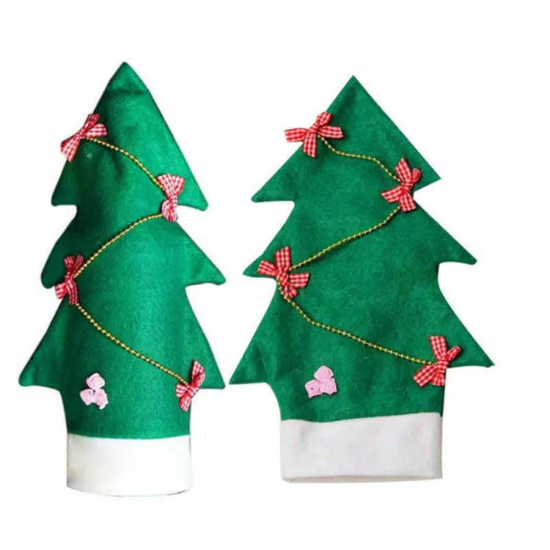 2 Pcs Christmas Tree Modeling Bottle Sets Wine Covers Bags Gifts Dinner Decoration for Home Party Decor 5ZHH128 | Дом и сад