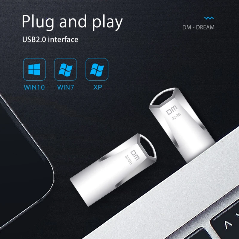 USB флеш накопитель DM PD115 металлический объемом 32 Гб высокоскоростной 16 ГБ 8