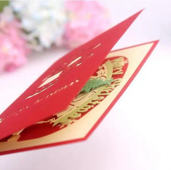 Рождественская креативная трехмерная открытка 3D Бумажная резная на заказ