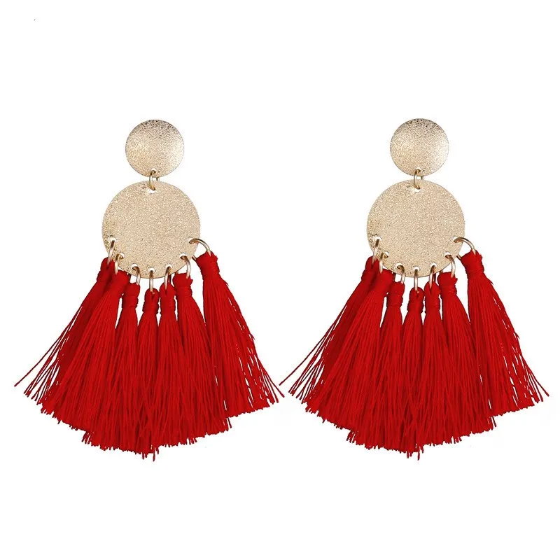 AY Bohemia Tassel Earrings Fashion Ladies Temperament Drop Round Alloy Vintage Handmade Jewelry Gift Women's | Украшения и