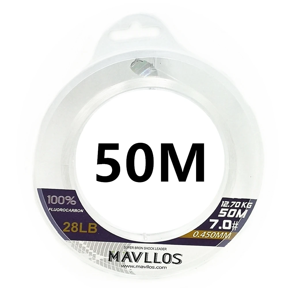 50M Mavllos 50 м 100 м японская карбоновая леска для ловли карпа для ловли нахлыстом фторуглеродная леска лидер Pwoer фторуглеродная леска - Цвет: 50M