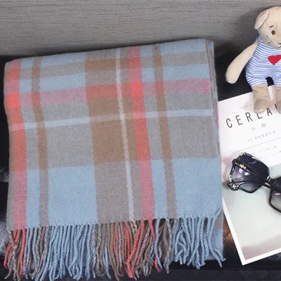 7 color Blanket Tartan scarf Acrylic women 2017 New winter Cashmere Plaid woman lady beautiful desigual warm purple Scarf | Аксессуары