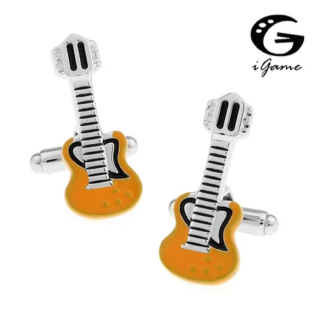 Желтые запонки для гитары iGame латунный материал бесплатная доставка|guitar cuff links|cuff