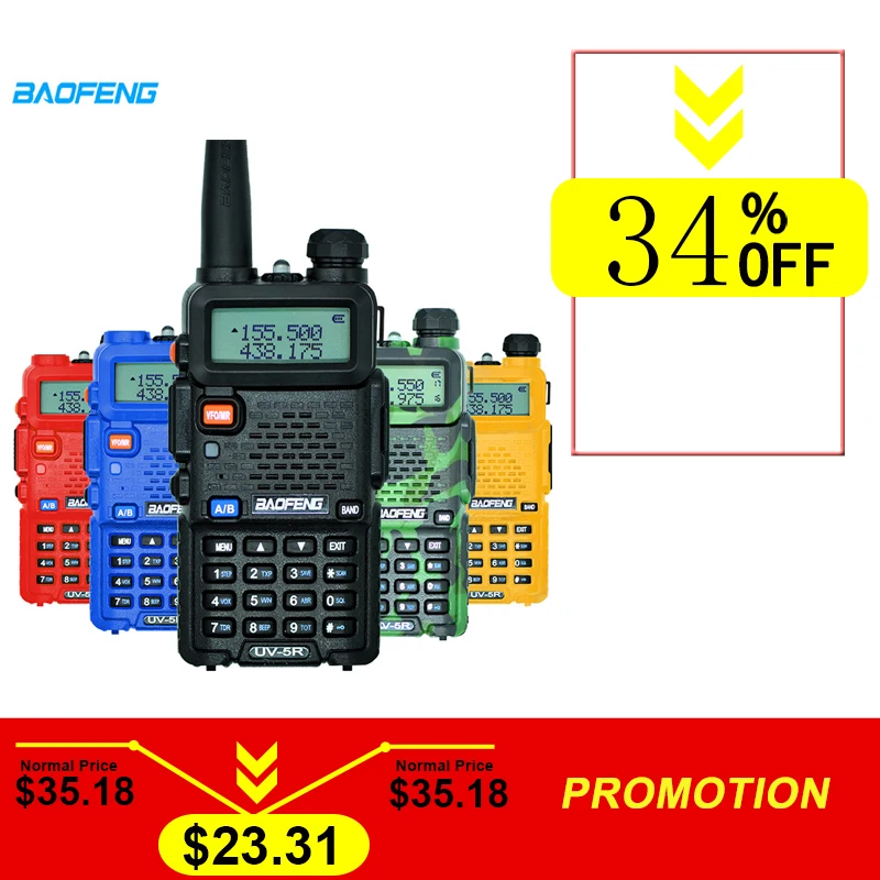 BAOFENG UV-5R портативная рация двухстороннее радио fm-приемопередатчик двухдиапазонный DTMF кодированный VOX сигнал тревоги светодиодный фонарик ключ замок