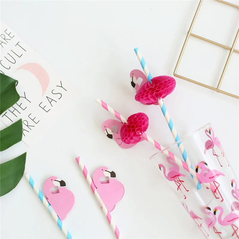 Бумага с фламинго соломенная розовая полоса фруктовый напиток принадлежности