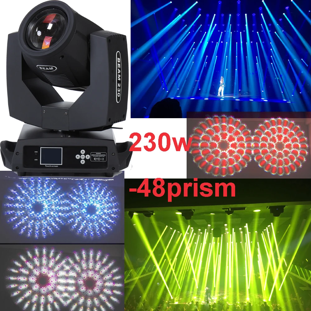 230w 7R луч DMX512 Moving головной светильник Стекло светодиодные светильники 48 Призма