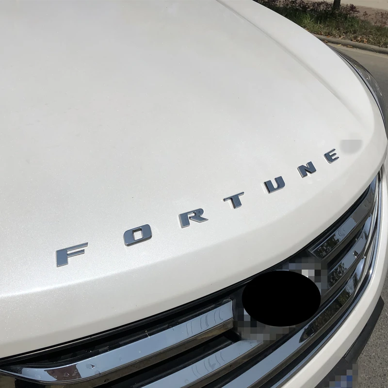 Для Toyota Fortuner автомобильные аксессуары буквы капот эмблема серебряное хромирование логотип 3D наклейка из нержавеющей стали тонкий VIP