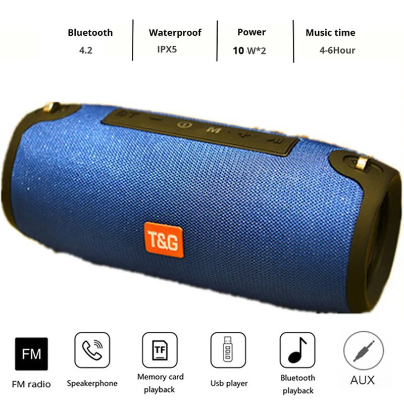 Беспроводная портативная звуковая колонка с Bluetooth 20 Вт объемные стерео басы