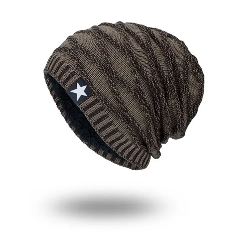 Зимние вязаные шапки унисекс в полоску, со звездами, теплые мягкие шапки для мужчин и женщин, ветрозащитные утепленные шапки W006