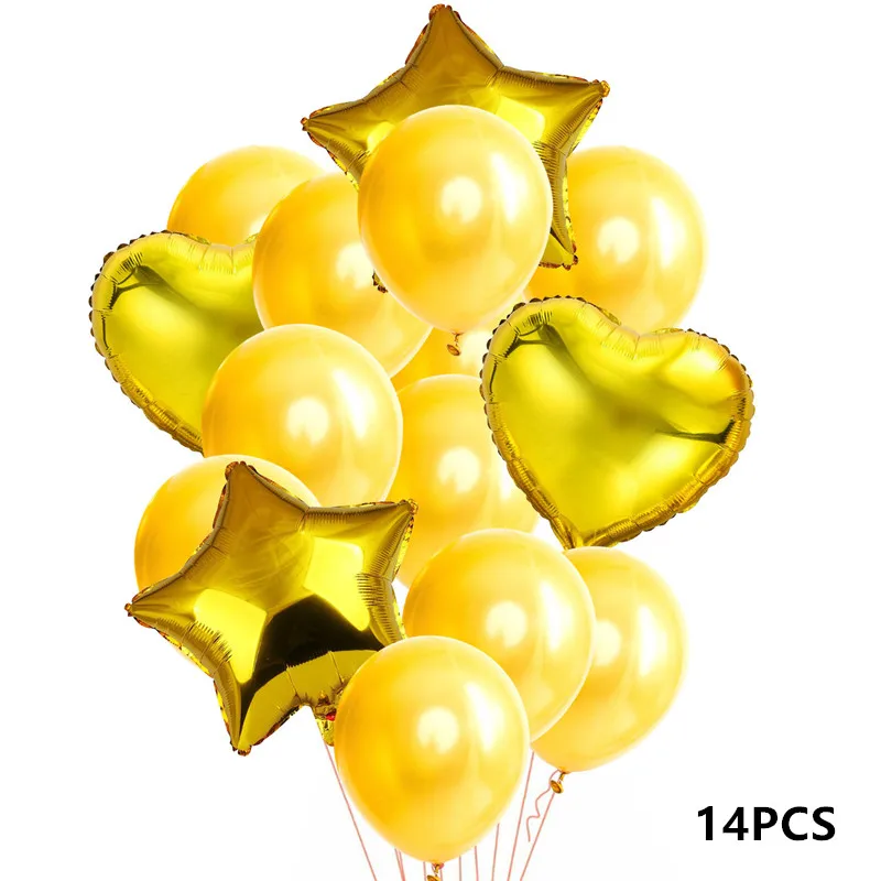 Gold 14 шт./лот, украшение на день рождения, воздушный шар, свадебные Круглые Конфетти, шары, гелиевые шары в форме сердца, украшения для дня рождения, для взрослых и детей - Цвет: Gold