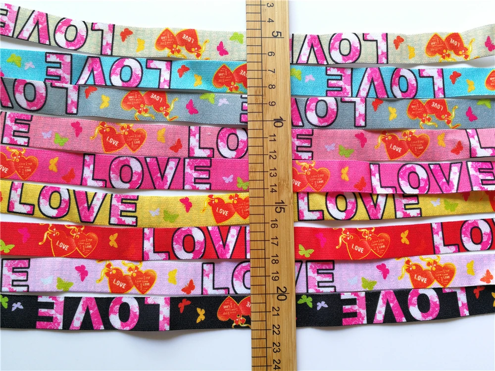 1,8 см широкая эластичная лента с принтом LOVE 5 м/лот для детской одежды DIY excipient
