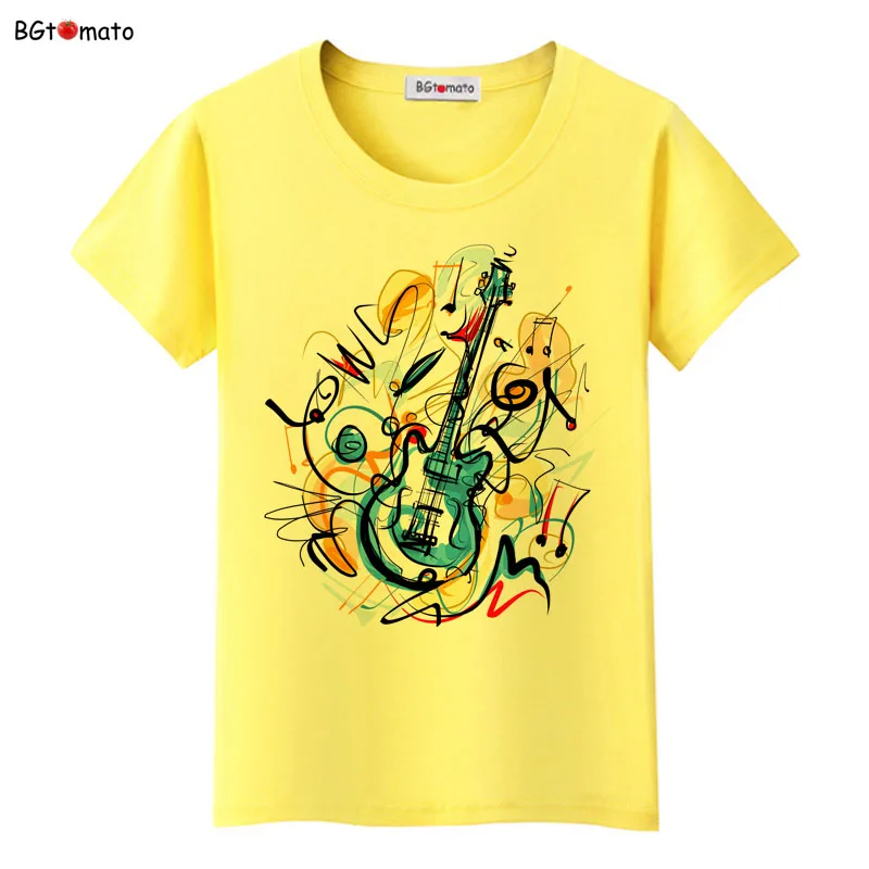 BGtomato рубашки с ручной печатью гитары прекрасная музыка летние модные топы для