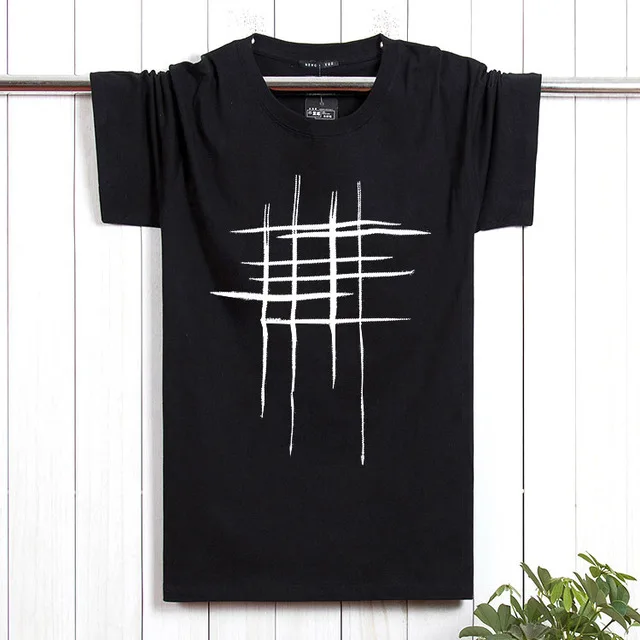 BLACK Мужская летняя футболка с коротким рукавом 5XL геометрические креативные футболки черные хлопковые футболки размера плюс большие 8XL 10XL 12XL повседневные топы зеленого цвета - Цвет: BLACK