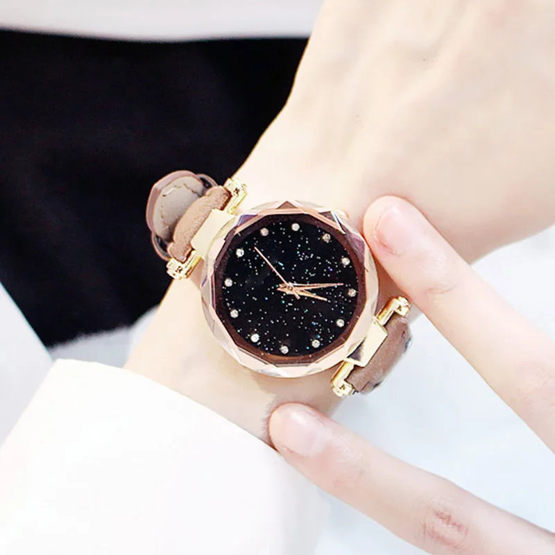Reloj mujer женские водонепроницаемые часы с циферблатом звездного неба браслет из