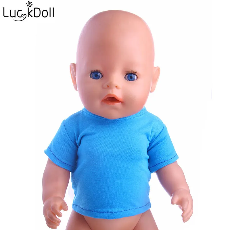 LUCKDOLL синяя футболка размер 18 дюймов американский 43 см Детская кукла одежда