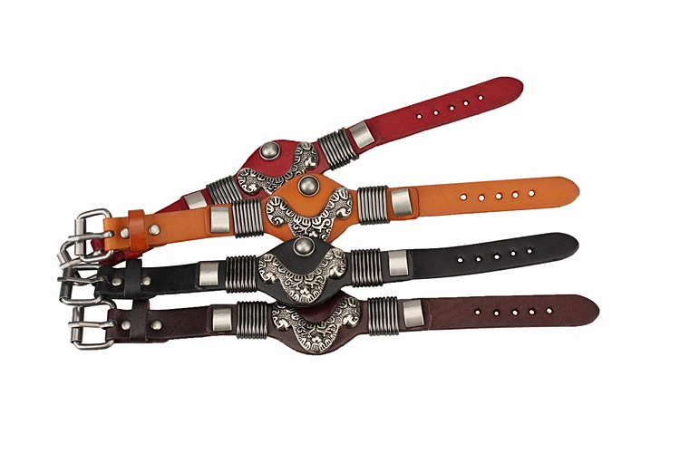 Бесплатная доставка 100% браслет из натуральной кожи мужские и женские ретро панк