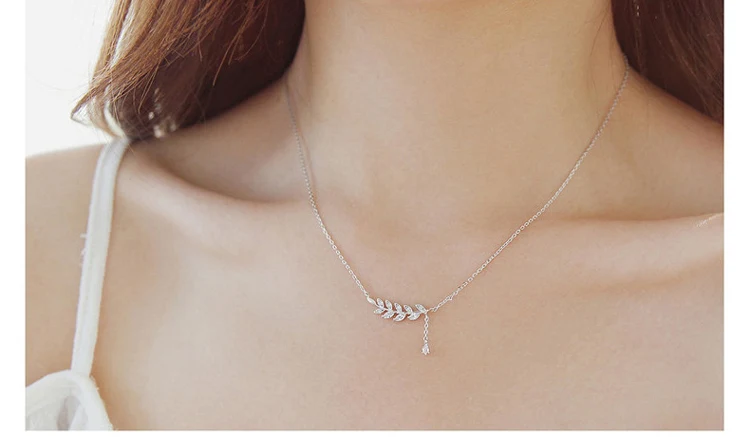 Silverwill Изысканный Драгоценного Камня Оставляет Ожерелье Кулон Ювелирные Изделия