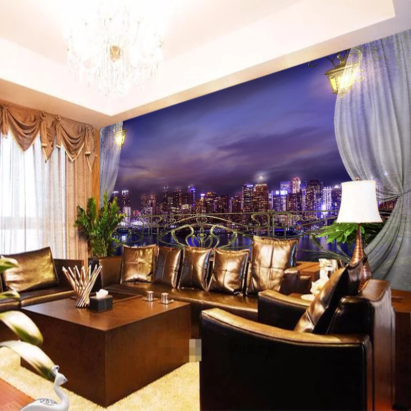 3D Настенные обои любого размера на заказ современные модные ночные огни