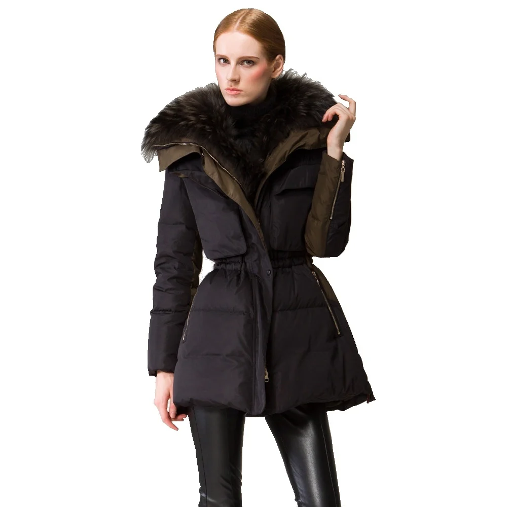 

Winter new arrival women's fashion down coat luxury big hair collar tooling down jacket winter women 80688