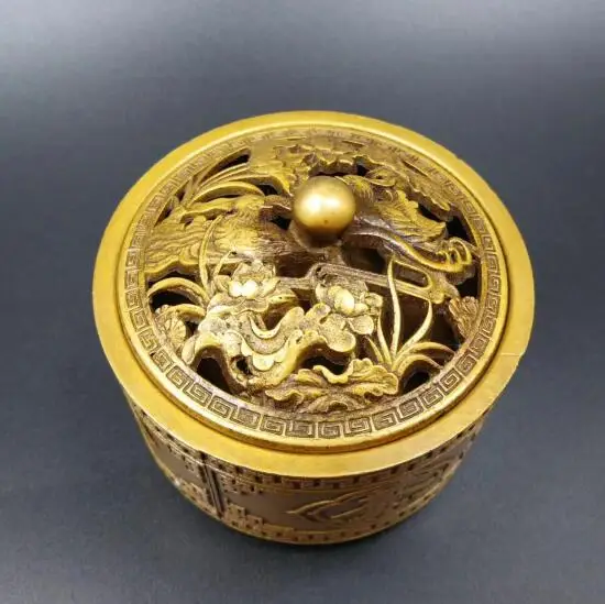 

Chinese pure brass fine imitation antique lotus incense burner