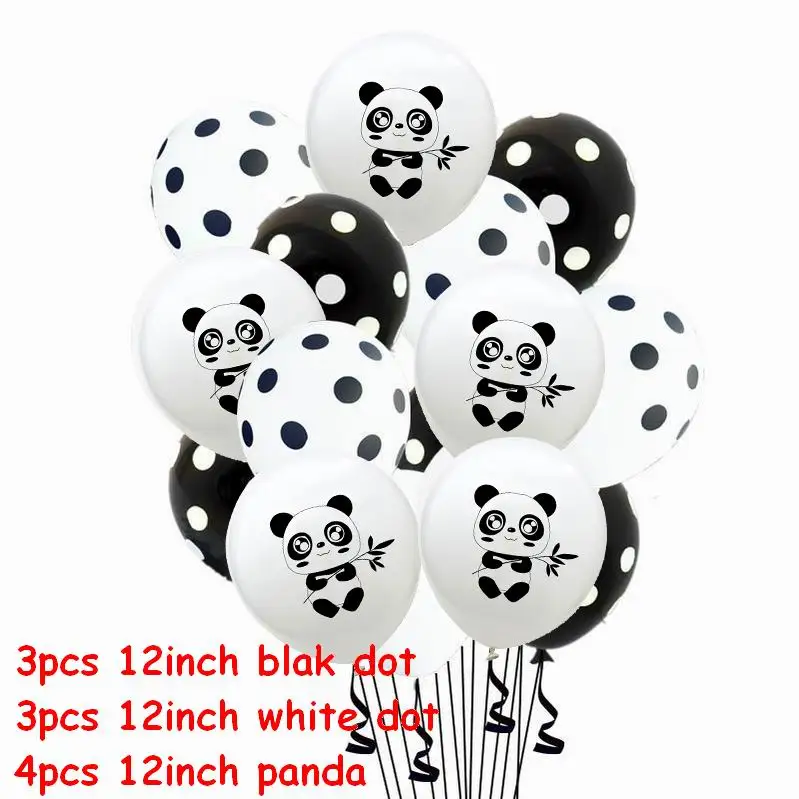 334 dot panda 10 шт. латексные шары в черный горошек с рисунком панды из мультфильма, зеленые конфетти, Детские шары для дня рождения, украшения, принадлежности для тематической вечеринки - Цвет: 334 dot panda