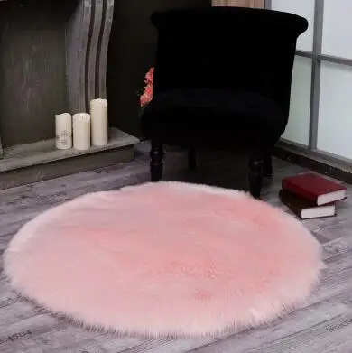 light pink Супер Мягкий моющийся ковер из искусственной овчины, теплый ворсистый коврик для сиденья, пушистые коврики из искусственного меха, коврики для напольных стульев, диванов, подушки, 4 размера - Цвет: light pink