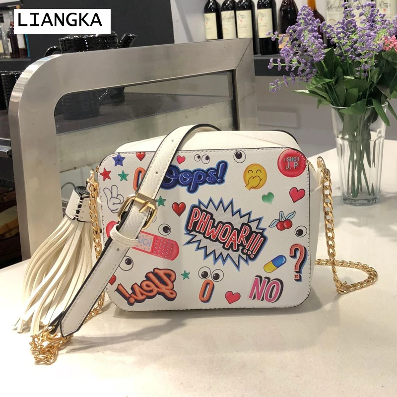 LIANGKA сумки для женщин 2019 сумка на плечо с кисточками граффити глаза напечатаны