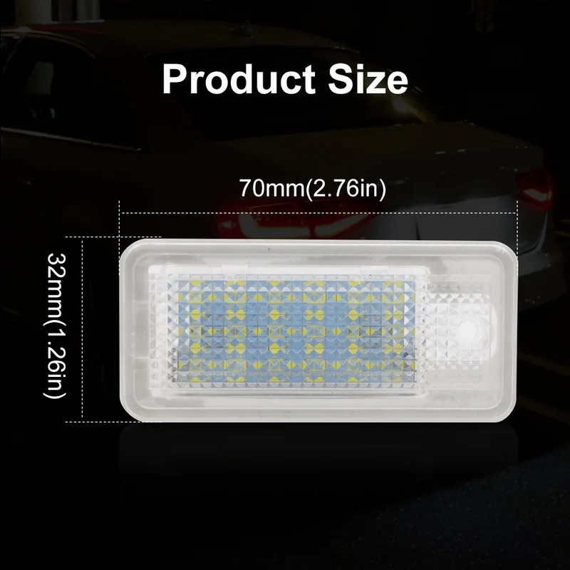 Safego 2 шт. 3 Вт Светодиодная подсветка для номерного знака 18 SMD 2835 Автомобильная