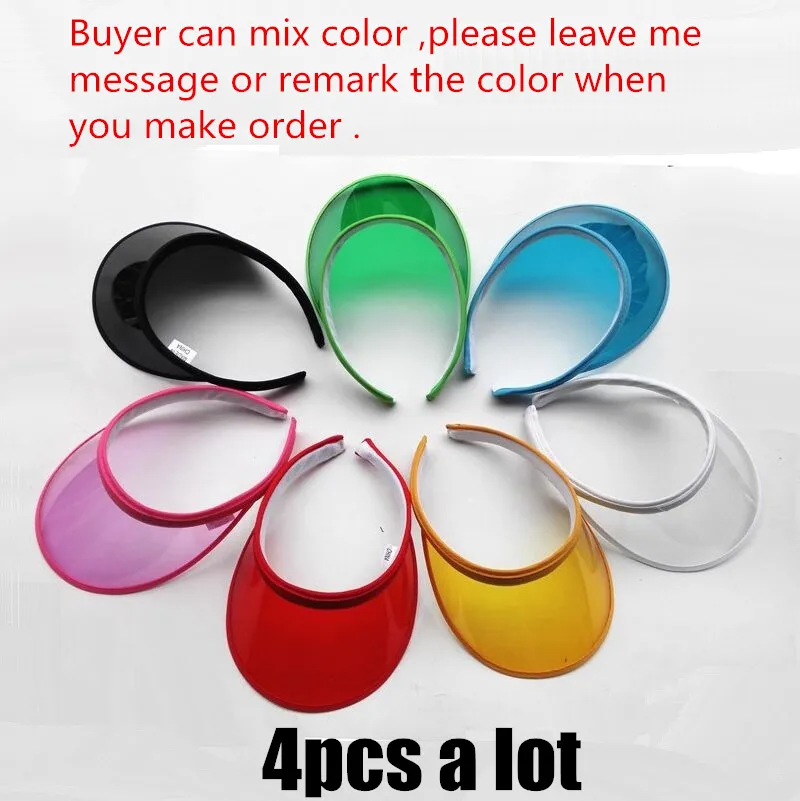 Mix color 4 шт./лот,, женские повседневные пляжные праздничные Козырьки с защитой от УФ-лучей, ПВХ пластиковые шляпы для отдыха, безрукавка, пустая Кепка - Цвет: Mix color