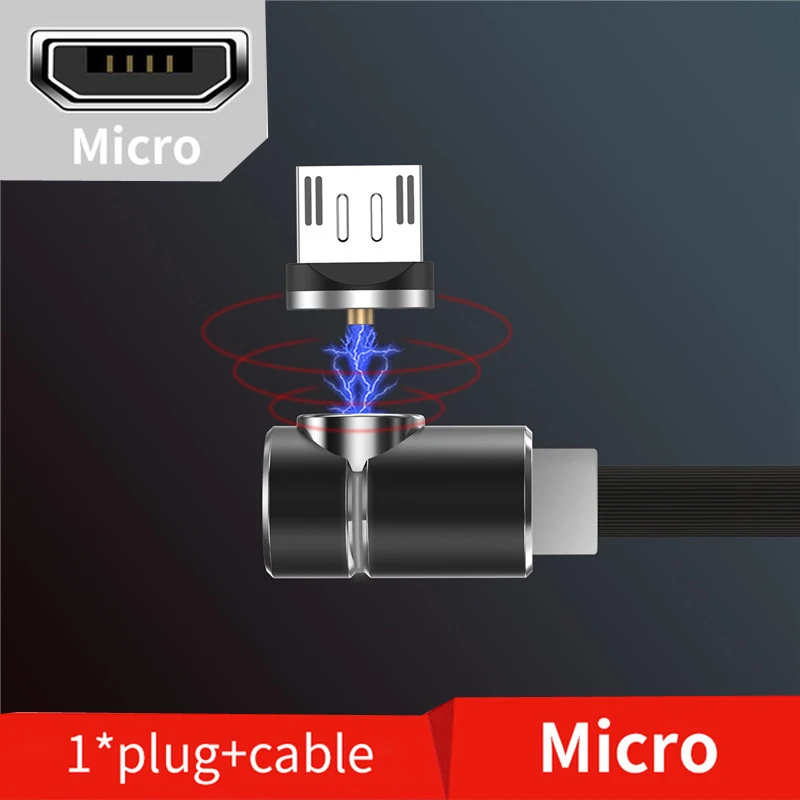 For Micro USLION 90 градусов светодиодный магнитный кабель usb c Micro usb type C для iPhone Xs Max, кабель для быстрой зарядки, светильник, магнитное зарядное устройство, светильник-вспышка - Цвет: For Micro