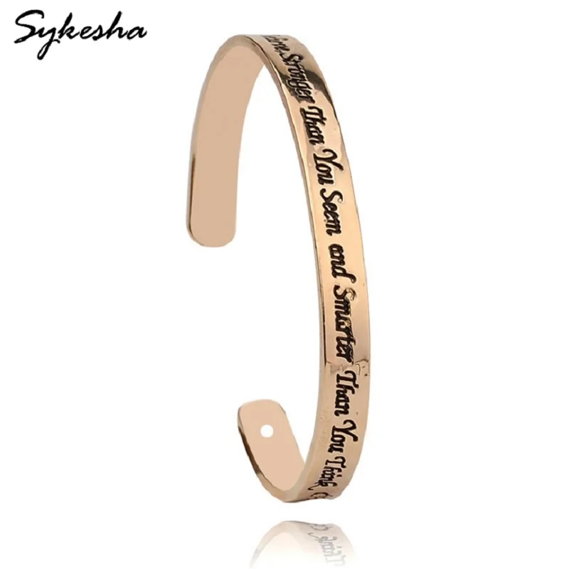2019 унисекс простой металлический браслет &quotвы сильнее чем вы кажетесь умнее
