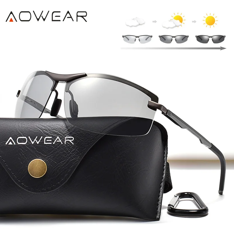 Солнцезащитные очки AOWEAR мужские фотохромные поляризационные хамелеоновые для