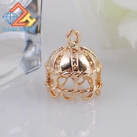 2 pcslot sticks jewelry 13 mm fashion charms gold plate copper hollow out crown tassels and cap charms for diy accessories