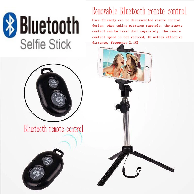 3 в 1 Bluetooth селфи палка штатив выдвижной монопод универсальный для iPhone XR X 7 6s Plus samsung