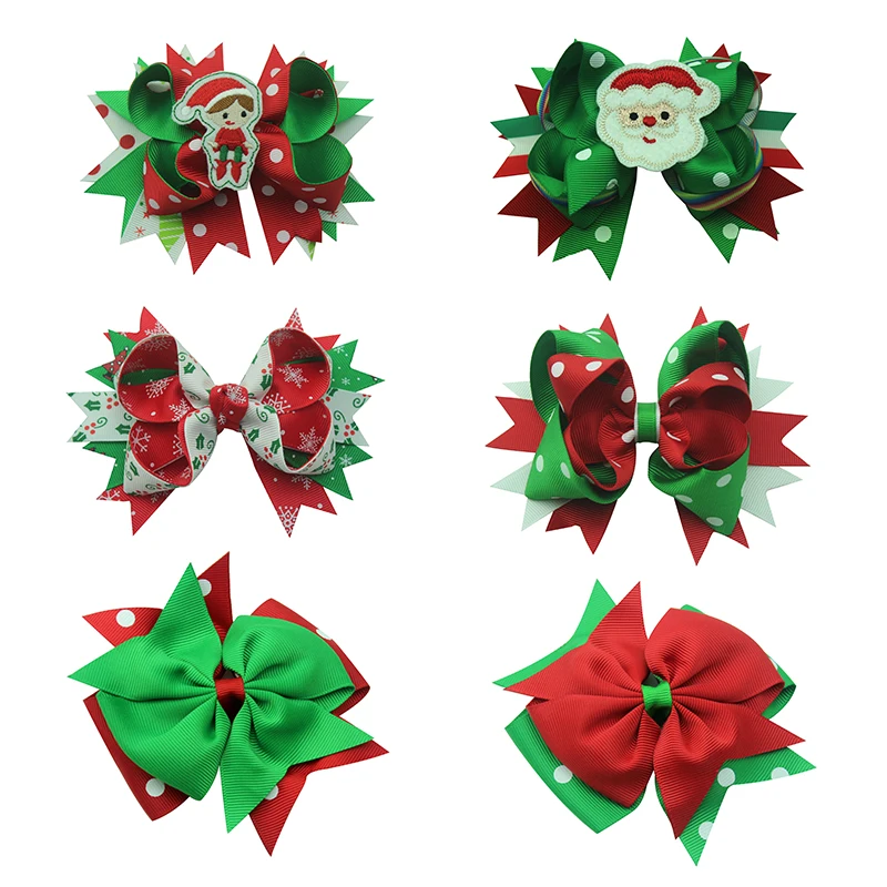 

Рождественский бутик с зажимом «Аллигатор» обруч для волос с бантом из корсажной ленты, Лучший Новогодний подарок высокого качества