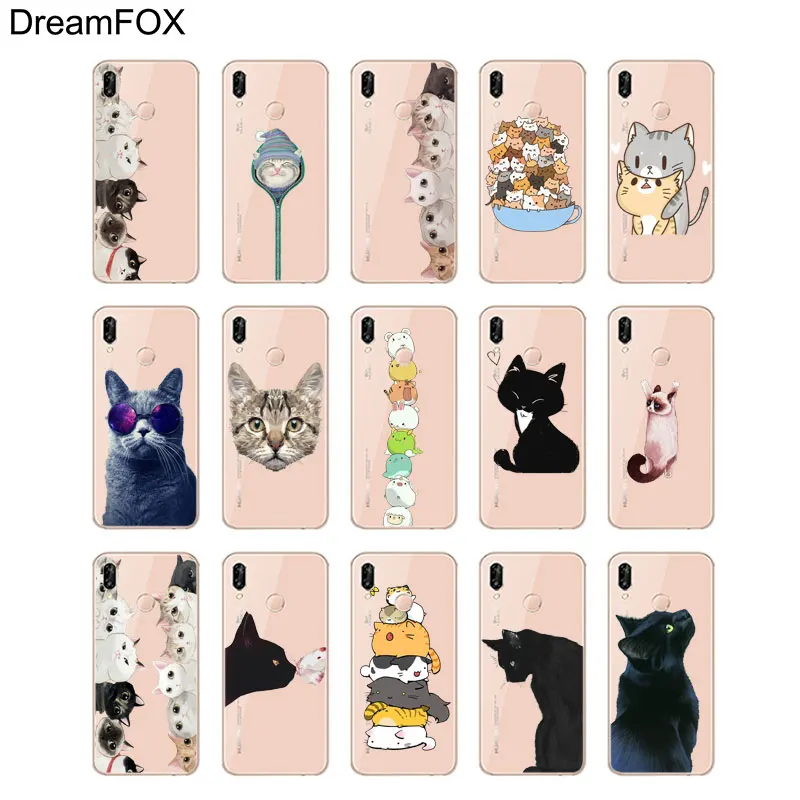DREAMFOX L019 Cat Soft TPU Silicone Case Cover For Huawei Honor 6A 6C 7X 9 10 P20 P30 Lite Pro P Smart 2019 |